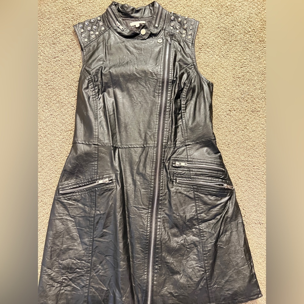 Faux leather zipper dress